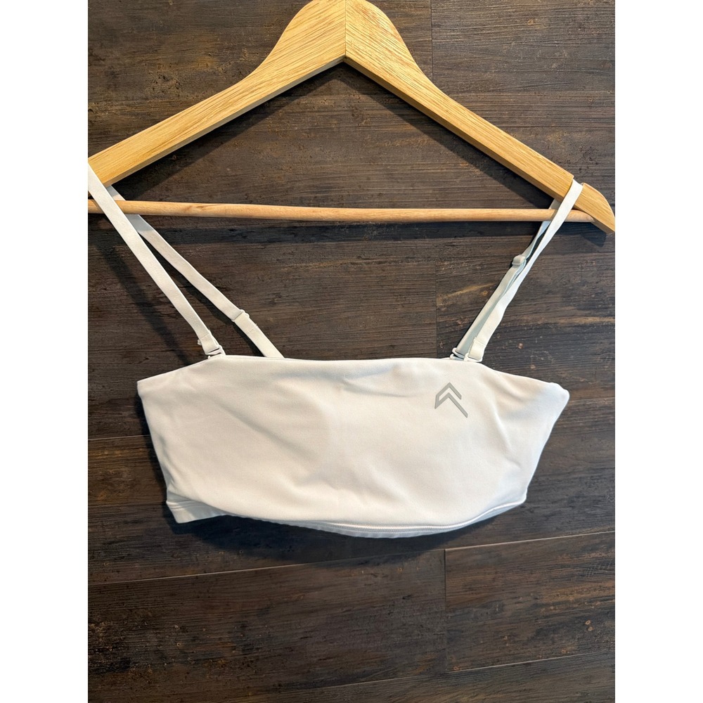 Oner Active White Bandeau Sports Bra Removable Straps Reflective Logo Small